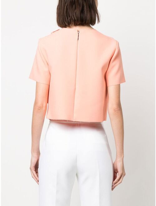 MSGM ruffled-trim cropped T-Shirt
