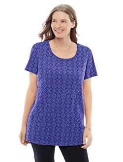 Women's Plus Size Perfect Printed Short-Sleeve Scoop-Neck Tee Shirt