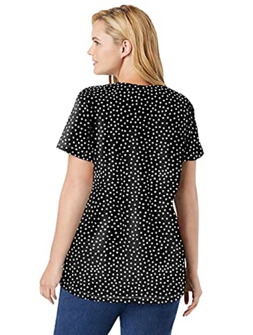 Woman Within Women's Plus Size Perfect Printed Short-Sleeve Scoop-Neck Tee Shirt