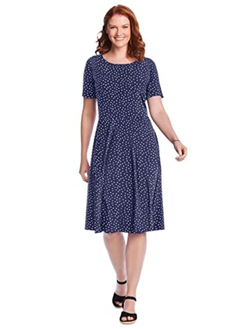 Woman Within Women's Plus Size Short Sleeve Fit & Flare Dress Dress