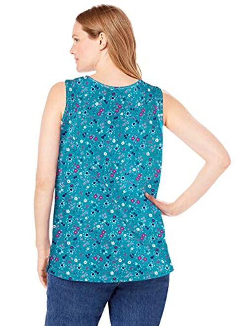 Woman Within Women's Plus Size Perfect Printed Scoop-Neck Tank Top