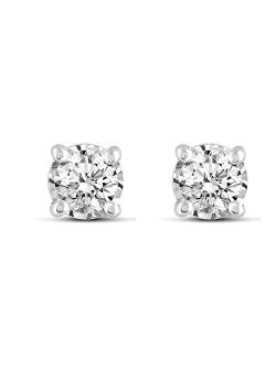 Fifth And Fine Women Diamond Stud Earrings Set in 925 Sterling Silver 1/10Ctw to 1/4 Ctw (I2-I3) Natural Diamonds