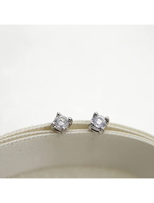 Fifth And Fine Women Diamond Stud Earrings Set in 925 Sterling Silver 1/10Ctw to 1/4 Ctw (I2-I3) Natural Diamonds