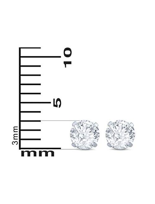 Cynergy 14k Gold Natural Diamond Round 4 Prong Stud Earring in Multiple Sizes