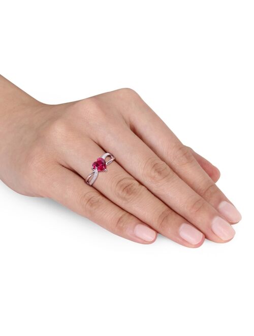 Macy's Lab-Created Ruby (1-5/8 ct. t.w.) & Diamond (1/20 ct. t.w.) Heart Ring in Sterling Silver