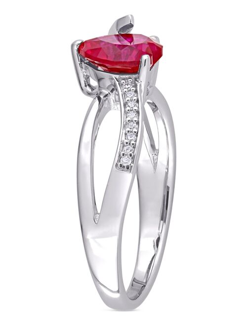 Macy's Lab-Created Ruby (1-5/8 ct. t.w.) & Diamond (1/20 ct. t.w.) Heart Ring in Sterling Silver
