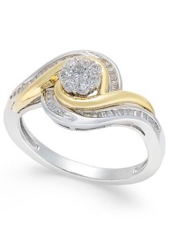 Promised Love Diamond Cluster Two-Tone Swirl Ring (1/3 ct. t.w.) in Sterling Silver and 14k Gold