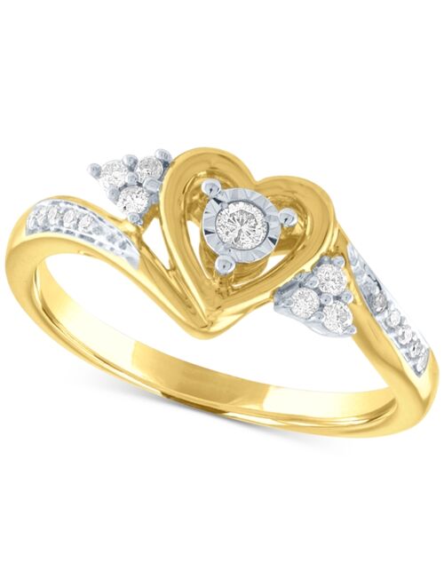 Promised Love Diamond Heart Promise Ring (1/6 ct. t.w.) in 14k Gold Over Sterling Silver