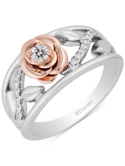 Enchanted Disney Fine Jewelry Diamond Rose Bell Ring (1/5 ct. t.w.) in Sterling Silver & 10k Rose Gold