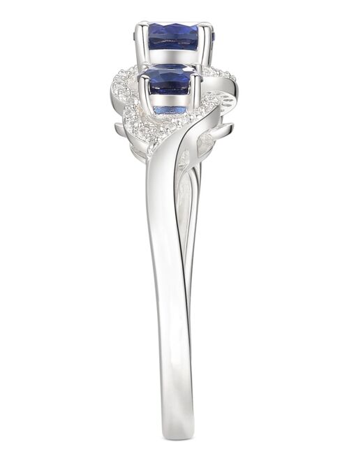 Macy's Sapphire (3/4 ct. t.w.) & Diamond (1/10 ct. t.w.) Statement Ring in Sterling Silver
