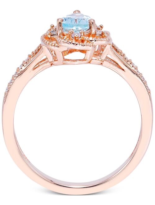 Macy's Aquamarine (1/2 ct. t.w.) & Diamond (1/10 ct. t.w.) Ring in 14k Rose Gold