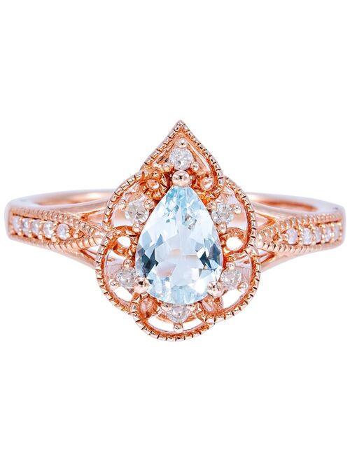 Macy's Aquamarine (1/2 ct. t.w.) & Diamond (1/10 ct. t.w.) Ring in 14k Rose Gold