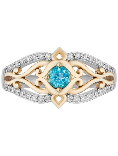 Enchanted Disney Fine Jewelry Enchanted Disney Swiss Blue Topaz (1/4 ct. t.w.) & Diamond (1/5 ct. t.w.) Jasmine Ring in 14k Gold & Sterling Silver