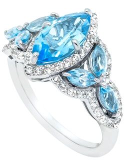 Macy's Blue Topaz (2 5/8 ct.t.w) Marquise Ring in Sterling Silver