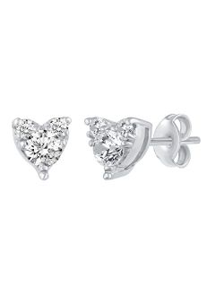 Fifth And Fine 1/4 Ctw Natural Diamond Stud Earrings set in 925 Sterling Silver