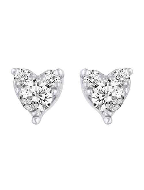 Fifth And Fine 1/4 Ctw Natural Diamond Stud Earrings set in 925 Sterling Silver