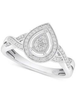 Macy's Diamond Teardrop Ring (1/5 ct. t.w.) in Sterling Silver