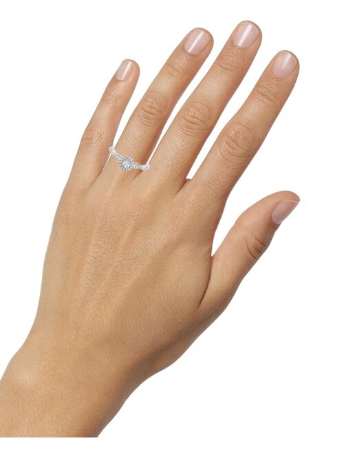 Macy's Diamond Halo Ring (1/3 ct. t.w.) in 14k White Gold