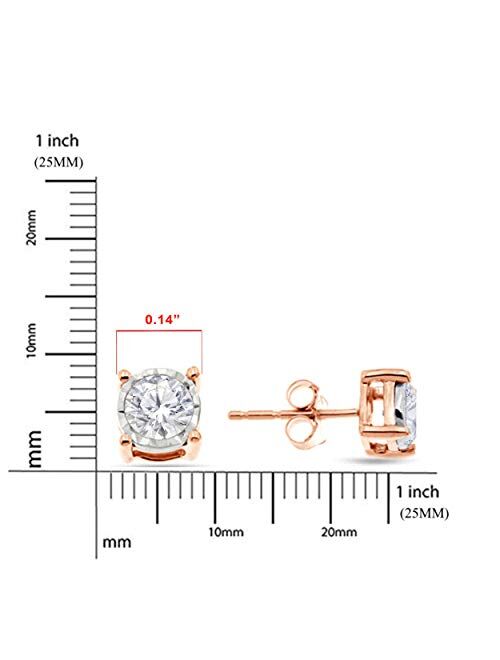 NATALIA DRAKE 1/10-1/2 Cttw Round Brilliant Cut Diamond Stud Earrings for Women in Sterling Silver Miracle Plate (Color H-I/Clarity I1-I2)