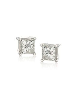 Princess-Cut Diamond Stud Earrings in 14kt White Gold I-J Color I2 Clarity
