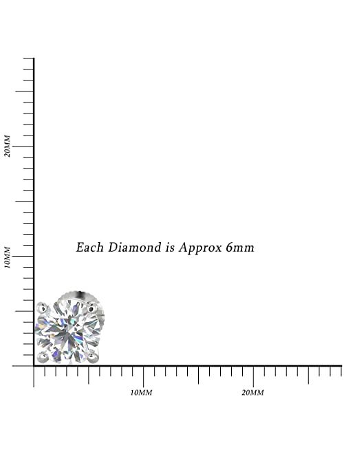 Ava Adler Walden Jewels 1/5 to 2 Carat TW Natural Real Diamond Solitaire Studs Earrings Available in 14K White and Yellow Gold with Secure Screw Back for Women and Men (C