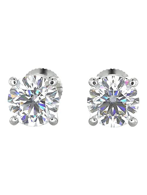 Ava Adler Walden Jewels 1/5 to 2 Carat TW Natural Real Diamond Solitaire Studs Earrings Available in 14K White and Yellow Gold with Secure Screw Back for Women and Men (C