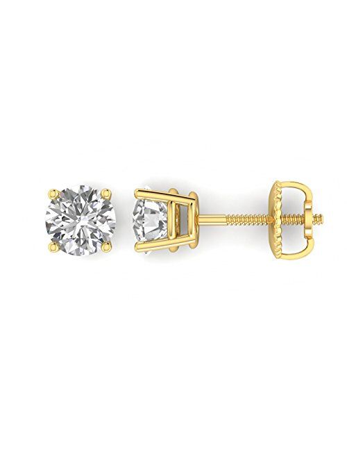Inara Diamonds 1.00ct tw IGI Certified 14K White Gold Round Diamond Stud Earring with Screw-Backs (G-H, I2-I3)