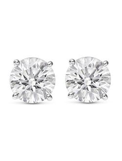 IGI Certified Natural Round Brilliant Solitaire Diamond Stud Earrings for Women 4 Prong Push Back (F-G Color SI2-I1 Clarity)