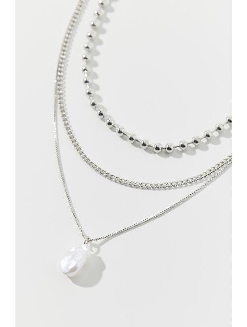 Urban Outfitters Pearl Ball Chain Layering Necklace