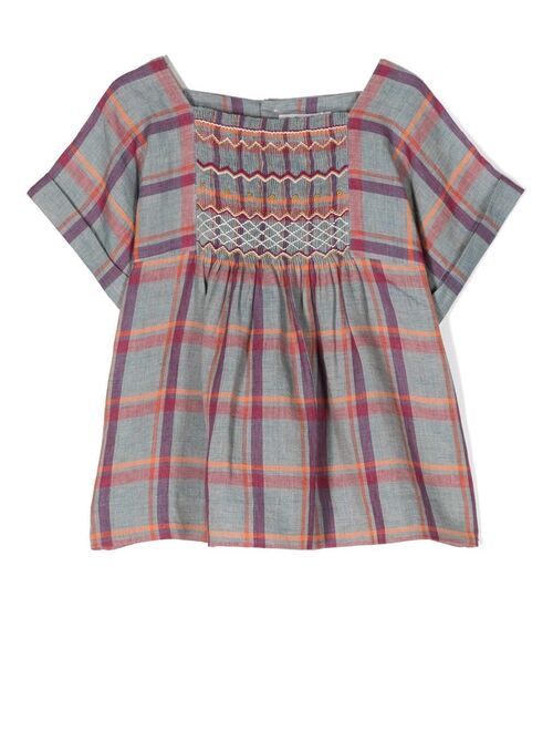 Bonpoint check-pattern short-sleeved blouse