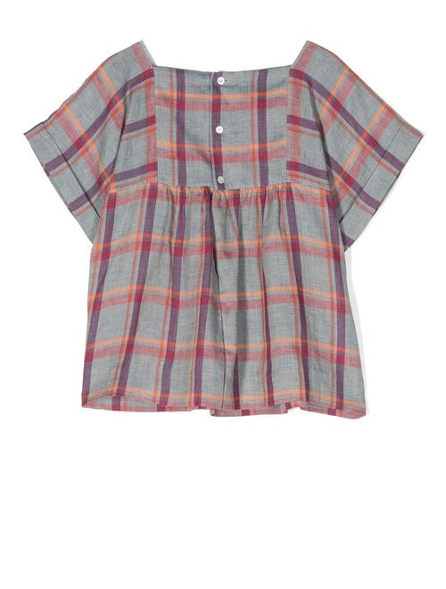 Bonpoint check-pattern short-sleeved blouse