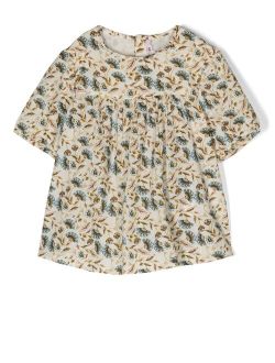 floral-print short-sleeved blouse