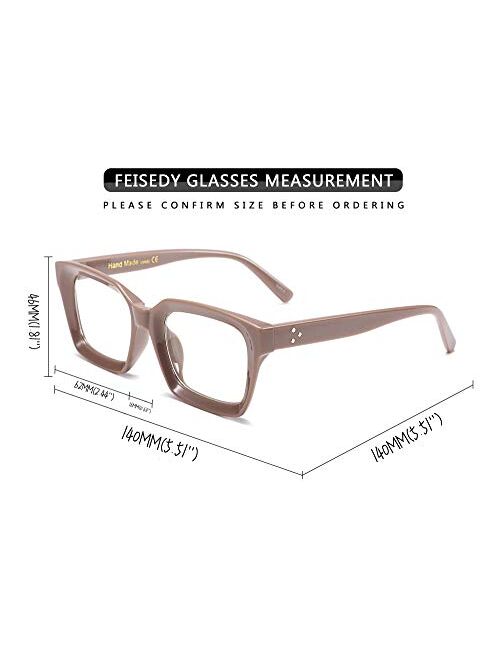 FEISEDY Classic Square Eyewear Non-prescription Thick Glasses Frame for Women B2461