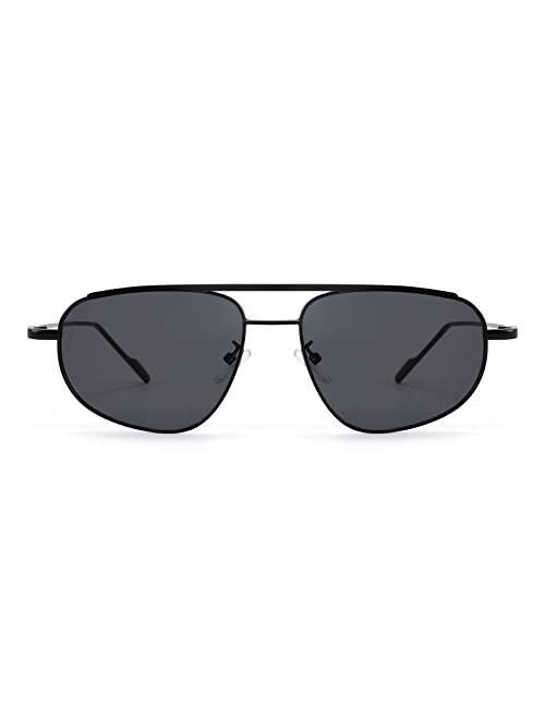 FEISEDY Small Retro Sunglasses Women Men 90s Vintage Trendy Gold Metal Frame Oval Sun Glasses B2906