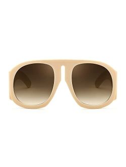 Oversized Square Sunglasses Women Men Round Shield Sunglasses Vintage Plastic Thick Frame Shades B2745
