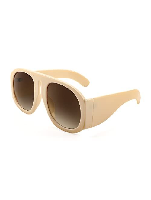 FEISEDY Oversized Square Sunglasses Women Men Round Shield Sunglasses Vintage Plastic Thick Frame Shades B2745