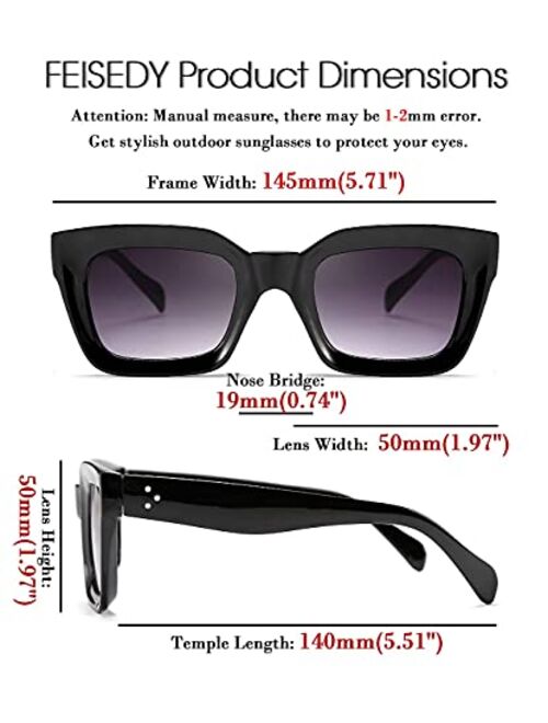 FEISEDY Classic Women Sunglasses Fashion Thick Square Sun Glasses Chunky Frame UV400 B2471