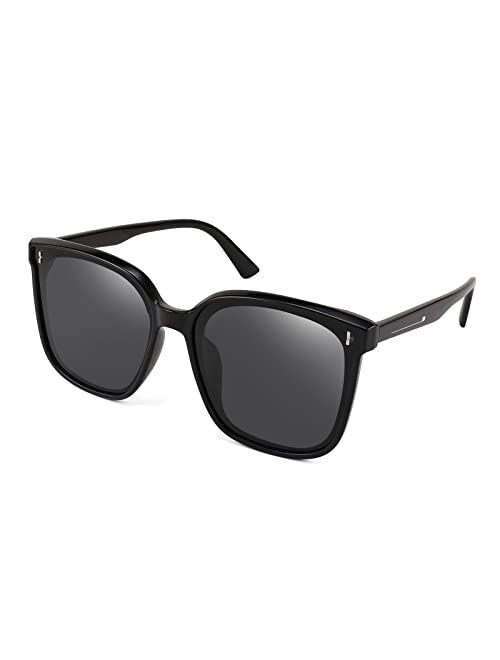 FEISEDY Women Oversized Vintage Polarized Sunglasses Square Cute Trendy Classic Simple Men B2758