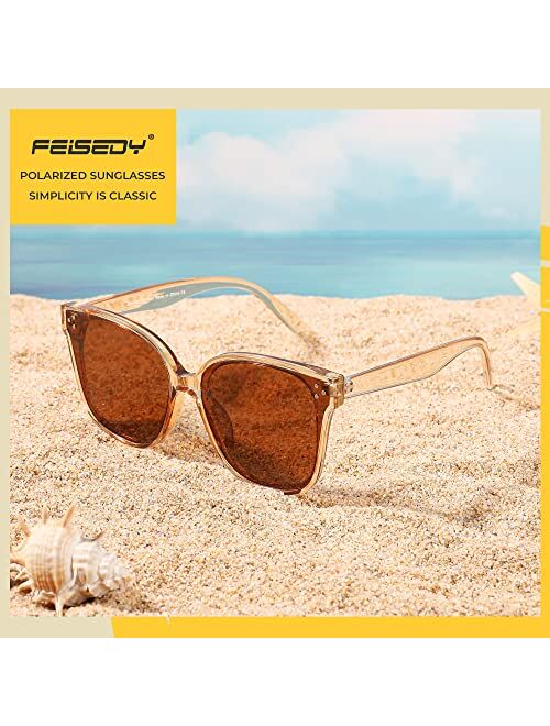 FEISEDY Polarized Sunglasses Men Women Retro Oversized Square Vintage Shades B2600