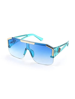 Square Flat Top Shield Sunglasses One Piece Frameless Stylish Women Men UV400 B2765