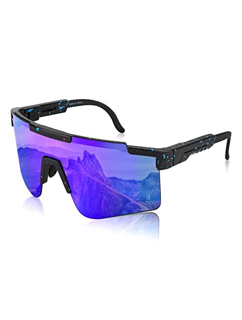 FEISEDY Cycling Sports Sunglasses Wraparound Adjustable Legs 80s Visor for Men Women Outdoor Shield B2837