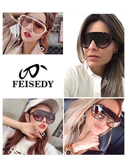 FEISEDY Oversized One Piece Sunglasses Women Men Fahion Siamese Lenses Retro Design B2580