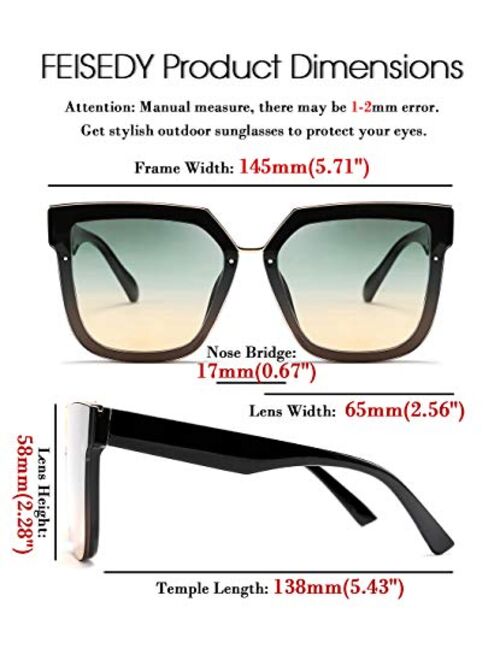 FEISEDY Fashion Women Men Sunglasses Square Frame Metal Shape Nesting Lenses B2595