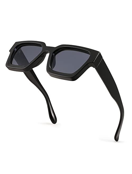 FEISEDY Retro 90s Square Sunglasses for Women Men Trendy Chunky Rectangle Sunglasses UV400 Protection B2385