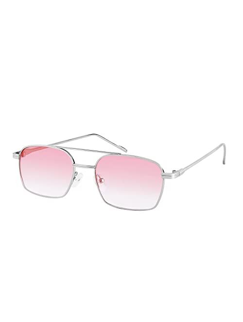 FEISEDY Fashion Square Sunglasses Women Men Trendy Retro Metal Frame Sun Glasses Candy Color Lens B1036