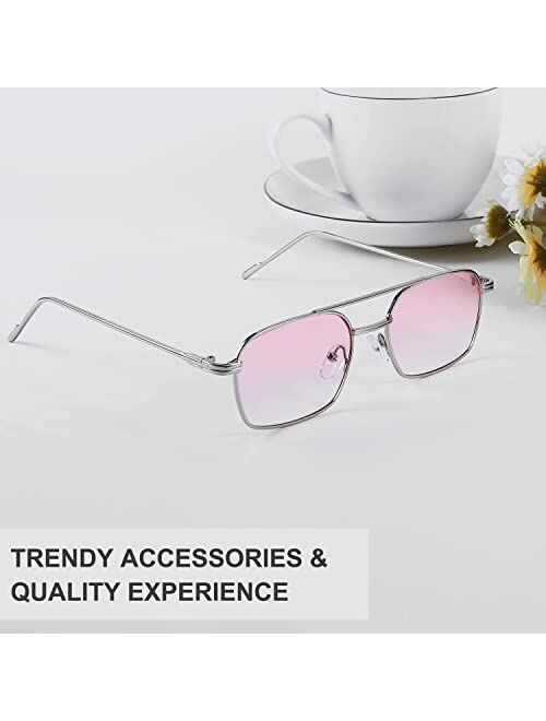 FEISEDY Fashion Square Sunglasses Women Men Trendy Retro Metal Frame Sun Glasses Candy Color Lens B1036