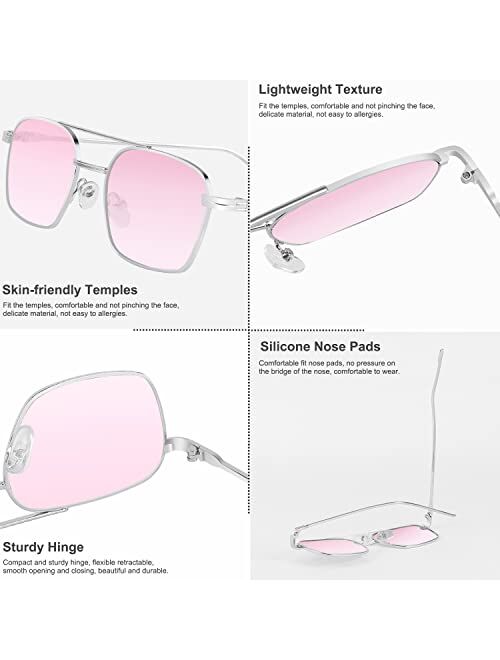 FEISEDY Fashion Square Sunglasses Women Men Trendy Retro Metal Frame Sun Glasses Candy Color Lens B1036