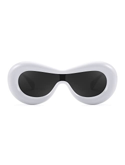 Oversized Inflated Oval Sunglasses for Women Men Fashion Thick Frame Y2K Glasses Funny Aesthetic Shades B9088