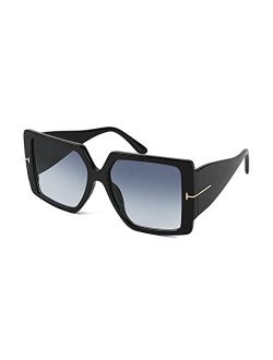 Retro Square Oversized Sunglasses Large Frame Sunglasses for Women Men B4036