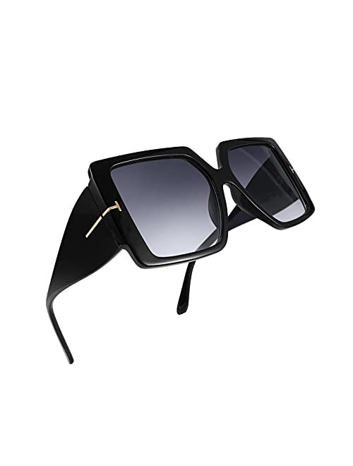 FEISEDY Retro Square Oversized Sunglasses Large Frame Sunglasses for Women Men B4036